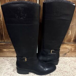 Polo by Ralph Lauren Black Leather Over the Knee Boots